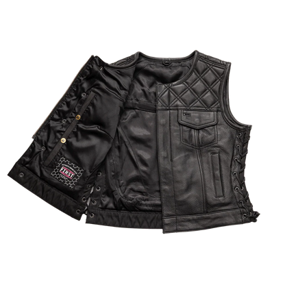 Bonnie - Women's Motorcycle Leather Vest - Diamond Quilt