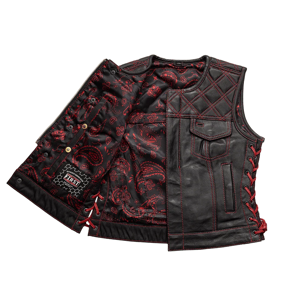 Bonnie - Women's Motorcycle Leather Vest - Diamond Quilt