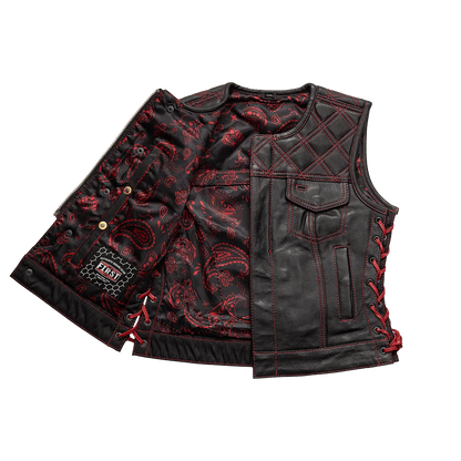 Bonnie - Women's Motorcycle Leather Vest - Diamond Quilt