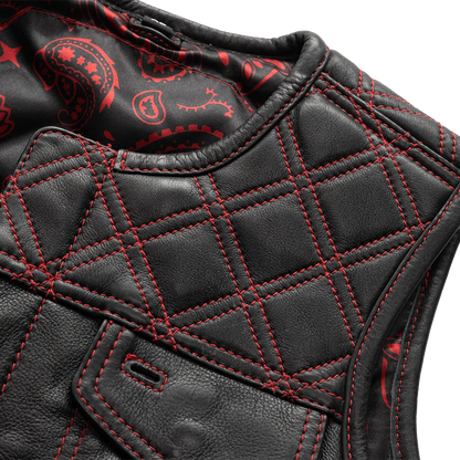 Bonnie - Women's Motorcycle Leather Vest - Diamond Quilt
