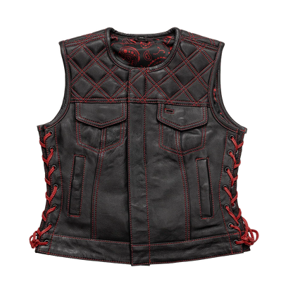 Bonnie - Women's Motorcycle Leather Vest - Diamond Quilt