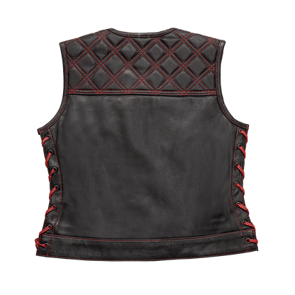 Bonnie - Women's Motorcycle Leather Vest - Diamond Quilt