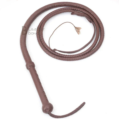 Indiana Jones Style 6ft–12ft Dark Brown Leather Bullwhip – 8 Plait Rope Core, Handmade Cowhide by Leather Bond