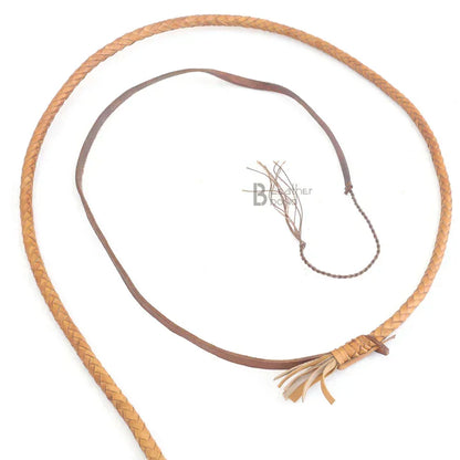 Tan Kangaroo Hide Bull Whip | 6 to 16 Feet | 16 Strands | Built for Whip Cracking – Leather Bond