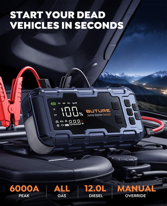 【Best Seller】Buture Beta07 Car Jump Starter 6000A With 160PSI Air Compressor