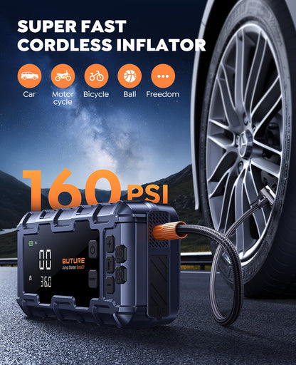 【Best Seller】Buture Beta07 Car Jump Starter 6000A With 160PSI Air Compressor