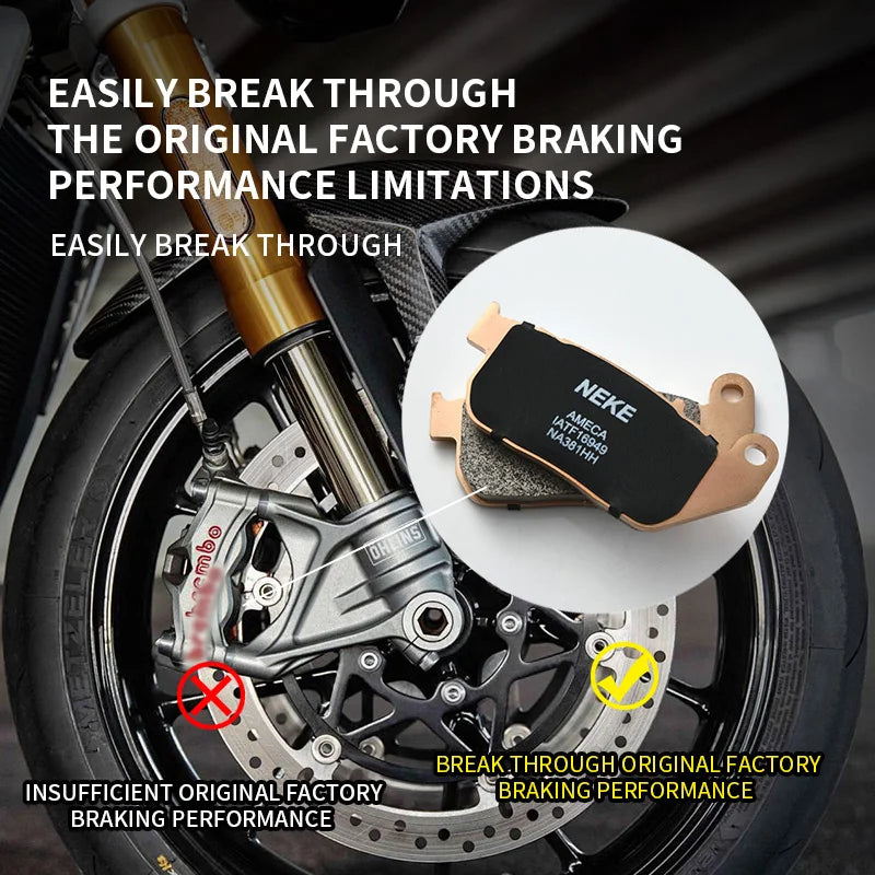 NEKE Sintered Ultra-Alloy Brake Pads for Harley Davidson Sportster XL883 & XL1200 Series – High Performance, Quiet & Long-Lastin