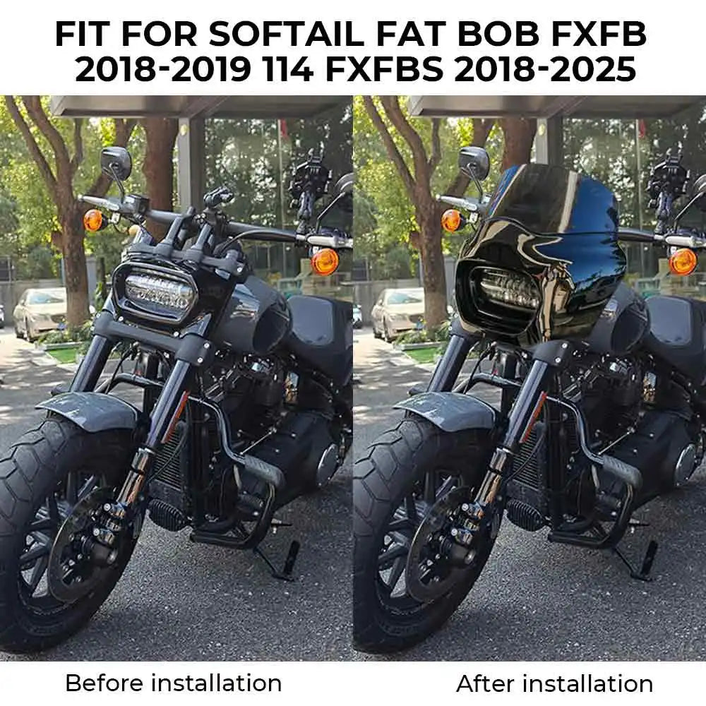 7" Smoke Windscreen Windshield Front Fairing Cover For Harley Softail Fat Bob 114 FXFBS 2018-2025 FXFB 2018 2019 Motorcycle
