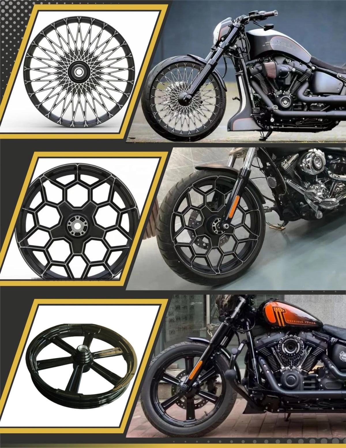 Professional 21 Inch Chrome Black Forged Motorcycle Wheel For Harley Davidson Softail for  Boy FLSTF / FLFBS