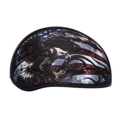 DOT Approved Daytona Motorcycle Half Face Helmet - Skull Cap Graphics for Men & Women, Scooters, ATVs, UTVs & Choppers - W/ USA