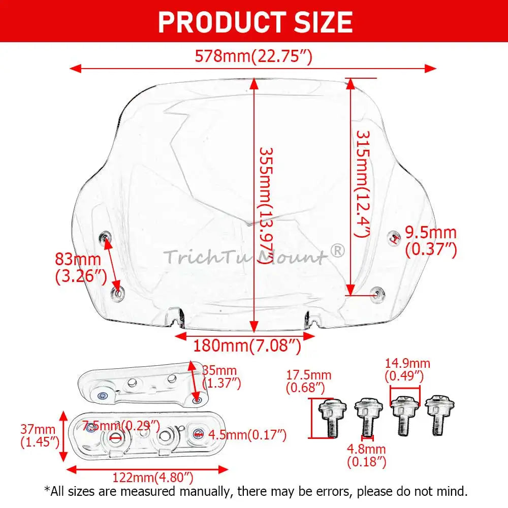 For Harley Touring Street Glide FLHX FLHXU 2025-Up Motorcycle 14" Front Fairing Windshield Wind Deflectors Accessories