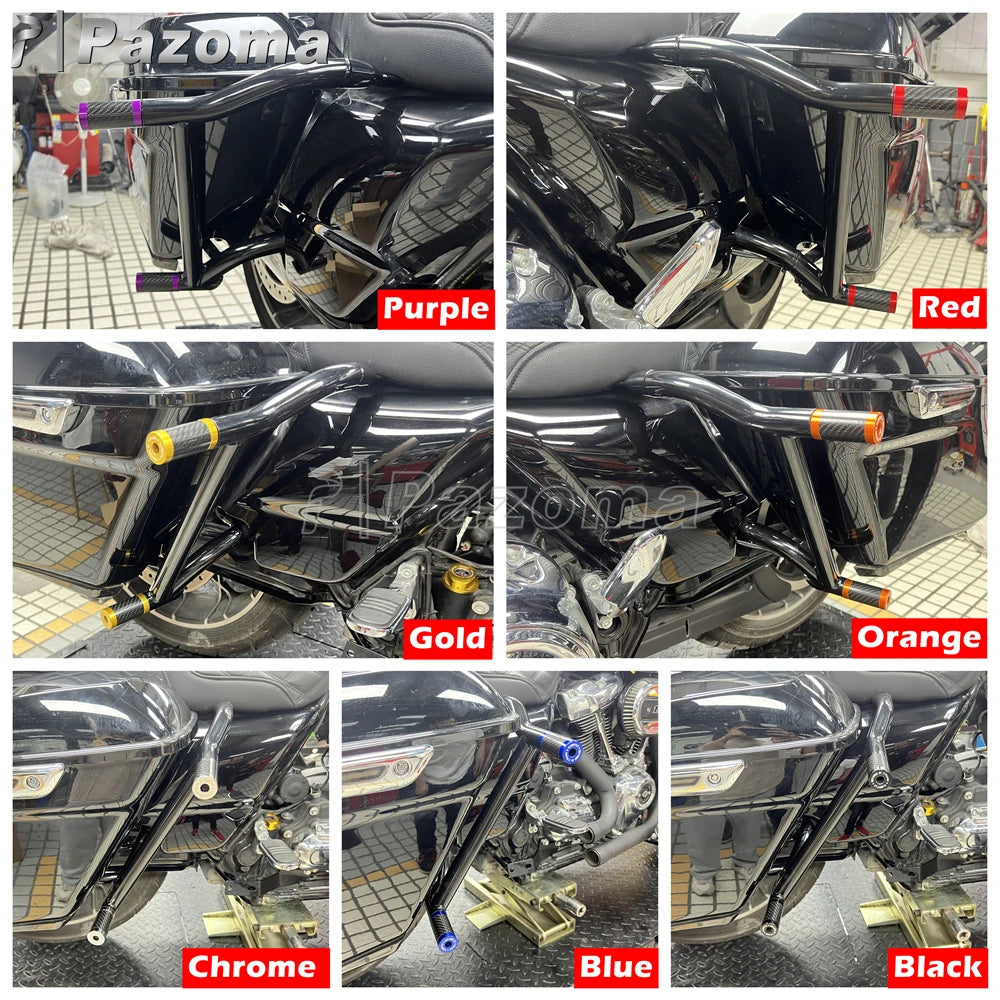 Pazoma Saddlebag Guard Bracket Crash Bar Highway Crash Bar Rear Bumper For Harley Touring Road King Street Electra Glide 2009-Up