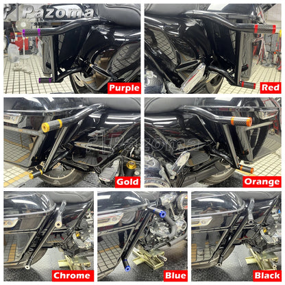 Pazoma Saddlebag Guard Bracket Crash Bar Highway Crash Bar Rear Bumper For Harley Touring Road King Street Electra Glide 2009-Up