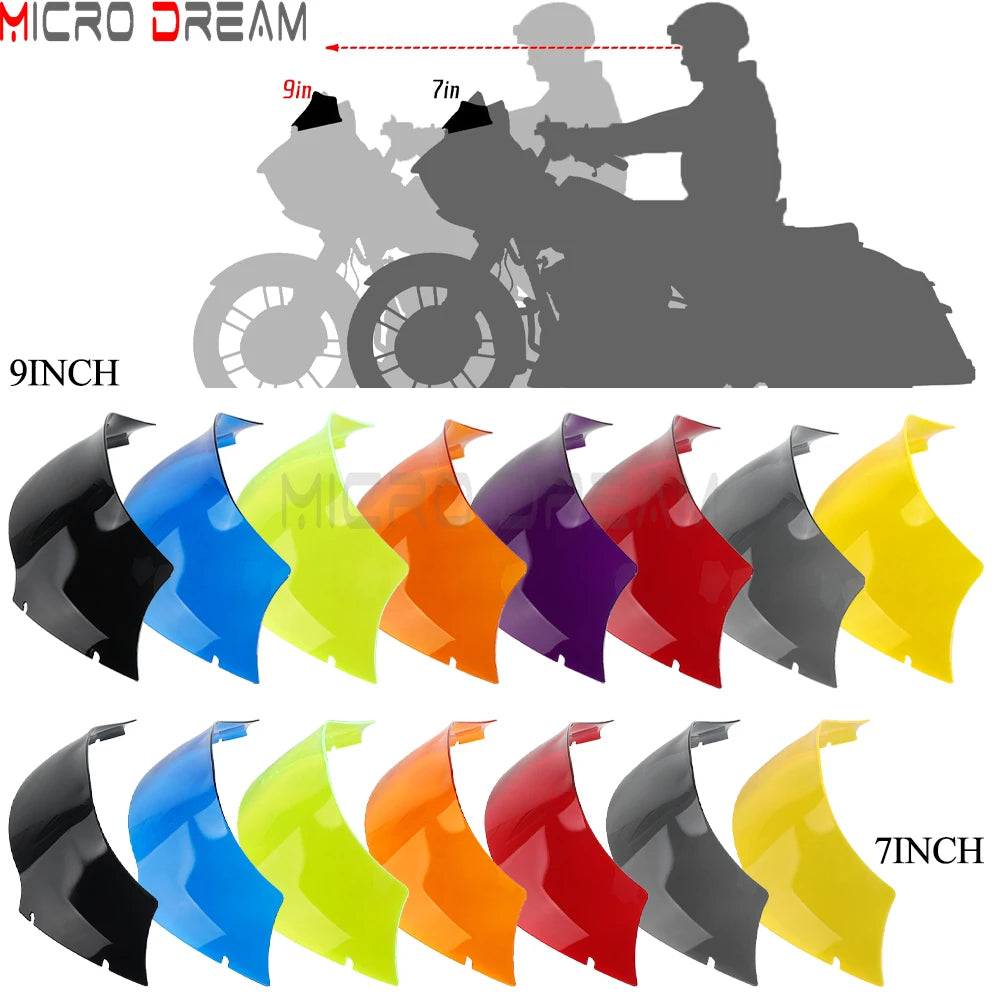 Wind Shield 7/ 9" Air Deflector Cover Plate Motorcycle Front Windscreen Windshield For Harley Touring Road Glide FLTRX 2015-2023