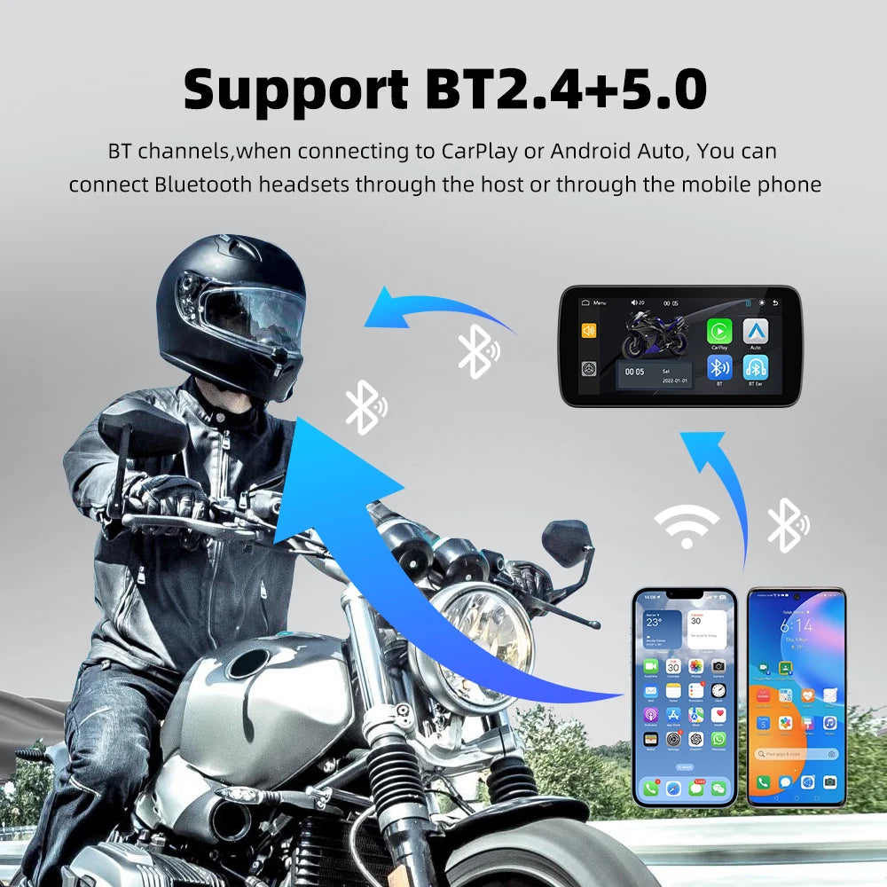 HOT EKIY 6.25 Inch wifi Motorcycle Linux Carplay MOTO Navigation IP67 Waterproof Carplay with TPMS Display Screen Android Auto