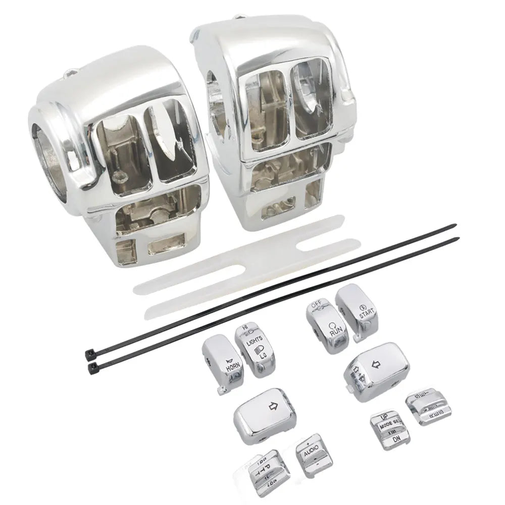 Motorcycle Chrome Switch Housings Switch Caps For Harley Road Electra Glide FLHTCU FLHTK FLTR FLTRU FLHTCUTG Handlebar Controls