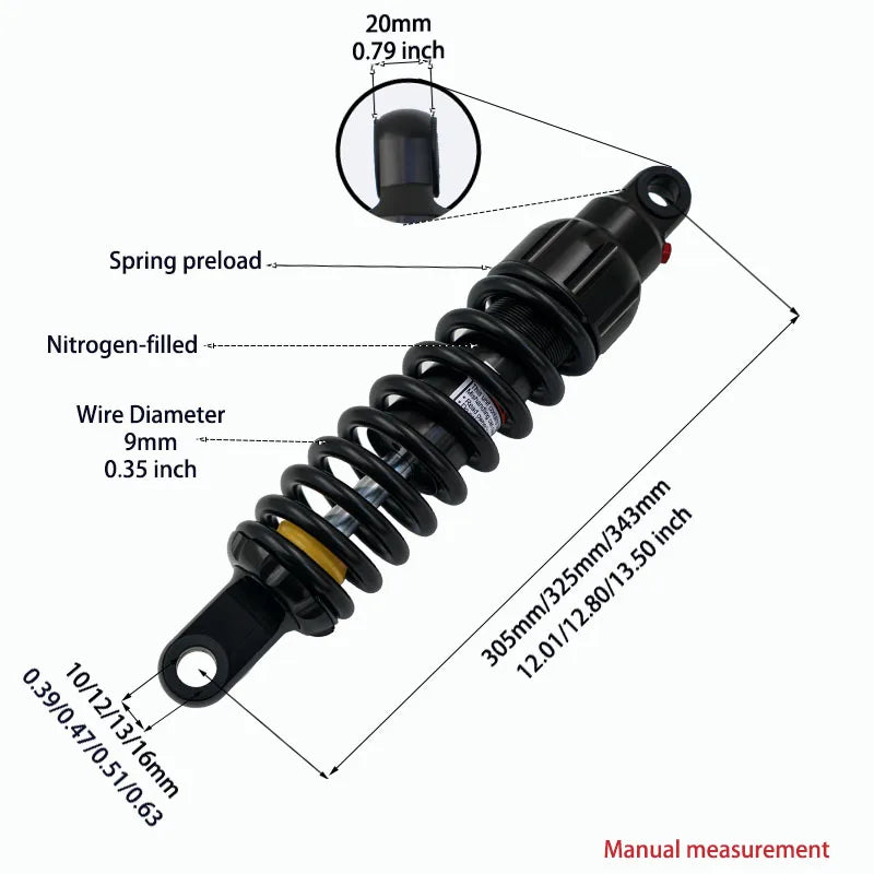 305mm 325mm 343mm Heavy-Duty Motorcycle parts Rear Shocks  for Harley Davidson Sportster Street Road 750 Sportster