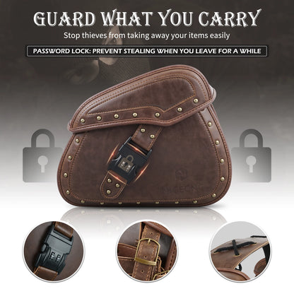 NICECNC 2Pcs Motorcycle PU Leather Side Saddle Bags Saddlebags Luggage Panier Motocross Accessories for Harley Davidson Touring