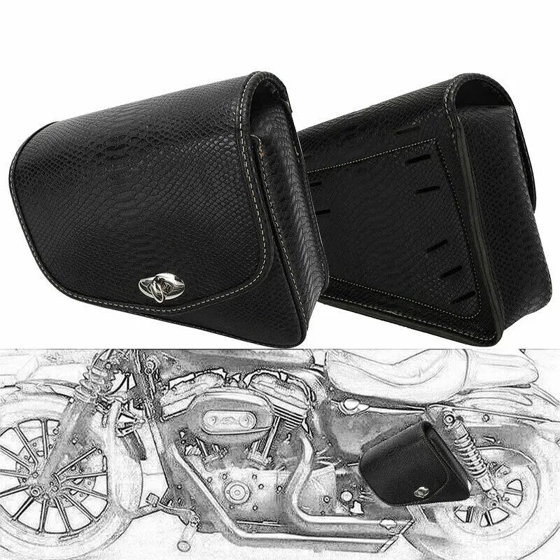 Motorcycle PU Leather Luggage Side Saddle Bag For Harley Sportster XL883 1200 Left Right Black Saddlebag Motorbike Accessories