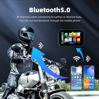 18-language EKIY Linux 5 Inch IP67 Waterproof Screen wifi Bluetooth5.0 Motorcycle Wireless CarPlay Android Auto System with TPMS