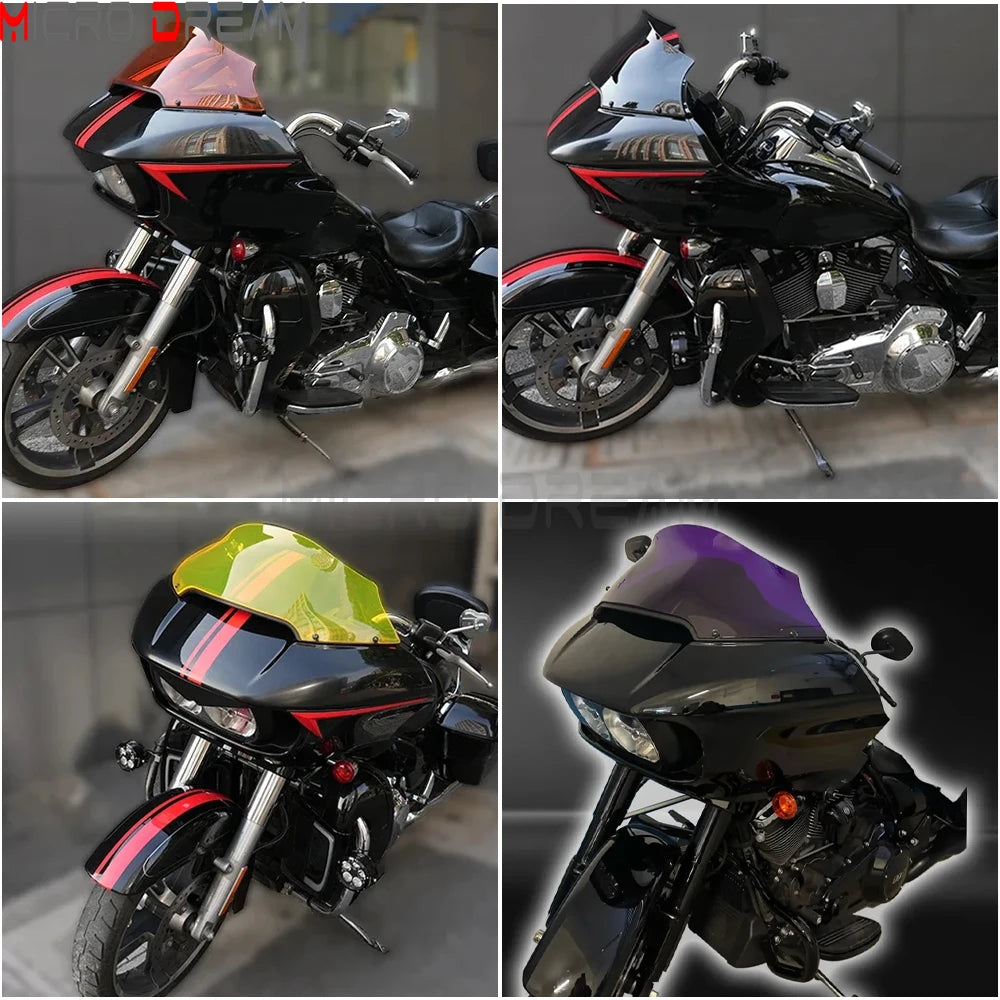 Wind Shield 7/ 9" Air Deflector Cover Plate Motorcycle Front Windscreen Windshield For Harley Touring Road Glide FLTRX 2015-2023