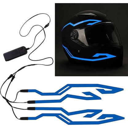 Waterproof Motorcycle Helmet LED EL Light Strip, 4‑Mode Flashing Warning Sticker Night Safety Riding Light Kit for Bike Helmet