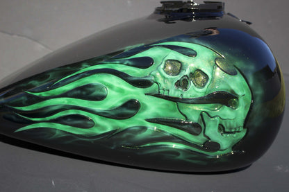 Harley Touring recessed skull and Flamed Tank