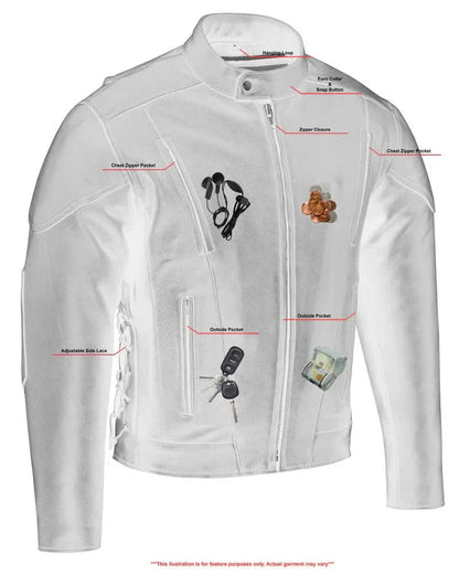 Men's Premium Vented Motorcycle Jacket – Side Laces