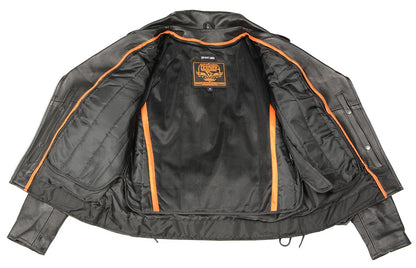 Milwaukee Leather LKL2700 Women's Classic Black Premium Leather Motorcycle Vintage Jacket with Side Laces