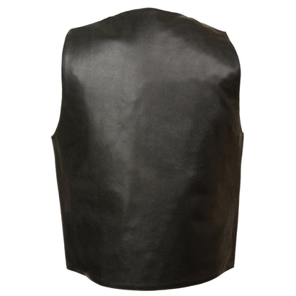Milwaukee Leather LKM3700 Men's Classic Black Leather Motorcycle Rider Vest w/ Buffalo Nickel Snaps Closure