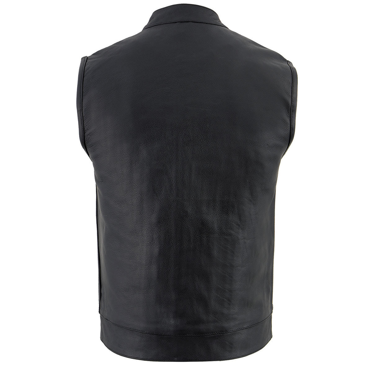 Milwaukee Leather LKM3710 Men's Black Leather Club Style Motorcycle Rider Vest w/ Zipper and Snap Button Closure