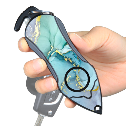 Personal Alarm Keychain Safety Emergency Tool (Green Marble)