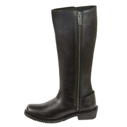 Milwaukee Leather MBL9365 Women's Classic Black Leather 14-Inch Harness Square Toe Tall Motorcycle Boots