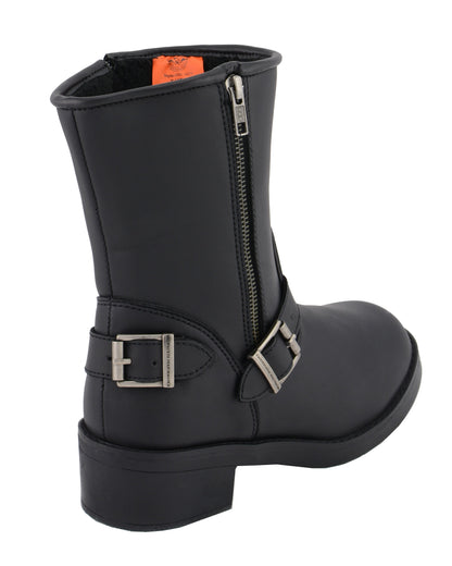 Milwaukee Leather MBL9475 Women's Classic Black Engineer Style Fashion Motorcycle Riding Boots w/ Side Zipper