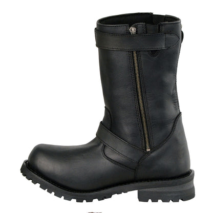 Milwaukee Leather Men's Black Leather Wide-Width 11-Inch Classic Engineer Motorcycle Boots MBM9020W