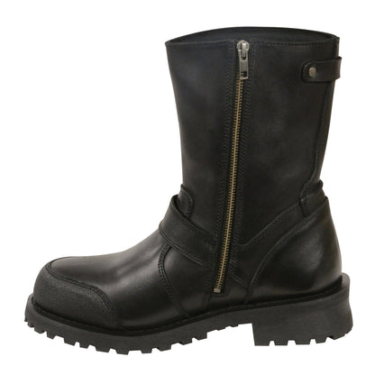 Milwaukee Leather Men's 9-Inch Classic Black Leather Engineer Motorcycle Boots with Gear Shift Guard MBM9090