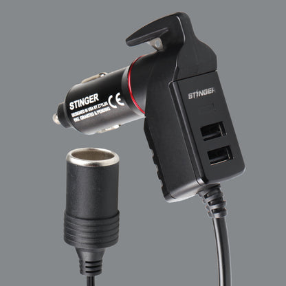 USB Car Charger Emergency Tool With Single Cigarette Lighter Connection