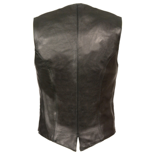 Milwaukee Leather ML1253 Women's Black Premium Leather Motorcycle Rider Vest w/ Snap Button Closure
