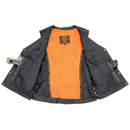 Milwaukee Leather MLL4500 Women's Classic Black Leather V-Neck Motorcycle Rider Vest w/ Side Laces