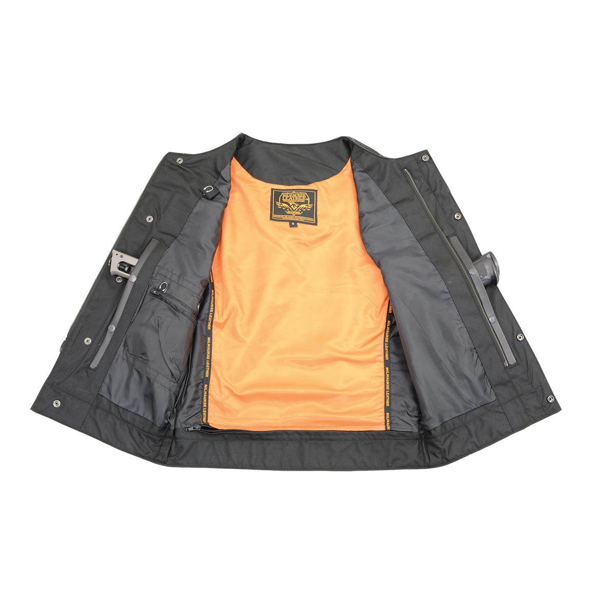 Milwaukee Leather Men's MLM3515 Black Premium Collarless Club Style Motorcycle Vest w/ Cool-Tec Leather Treatment