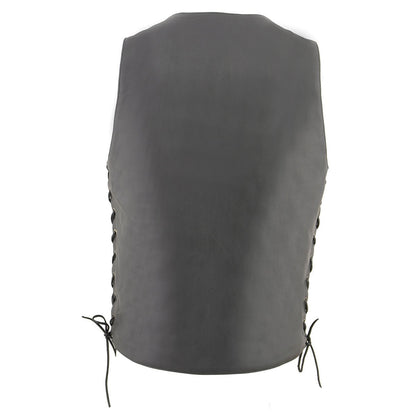 Milwaukee Leather MLM3541 Men's Roulette Black Premium Leather 10 Pocket Motorcycle Vest w/ Cool-Tec Leather Treatment