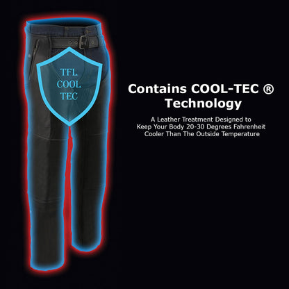 Milwaukee Leather MLM5505 Men's Removal Thermal Lined Black Premium Leather Motorcycle Chaps w/ Cool-Tec Leather