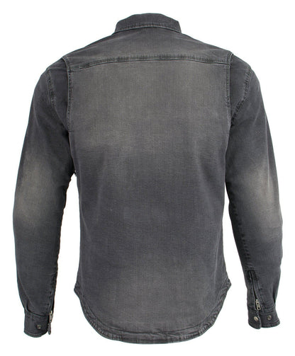 Milwaukee Leather MPM1620 Men's Black Flannel Biker Shirt w/ CE Approved Armor - Reinforced w/ Aramid Fibers
