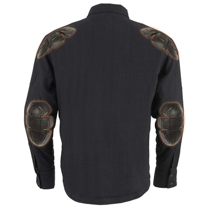 Milwaukee Leather MPM1622 Men's Black Waxy CE Armored Denim Long Sleeve Shirt Reinforced w/ Aramid Fibers