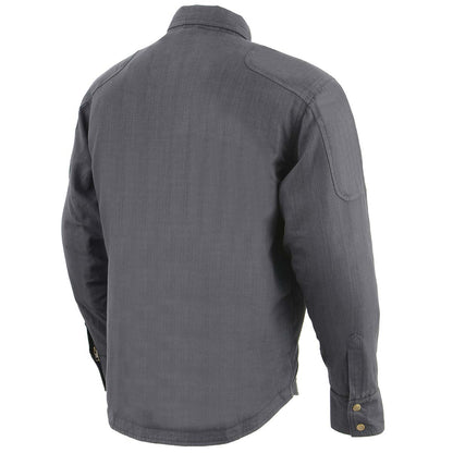 Milwaukee Leather MPM1622 Men's Black Waxy CE Armored Denim Long Sleeve Shirt Reinforced w/ Aramid Fibers