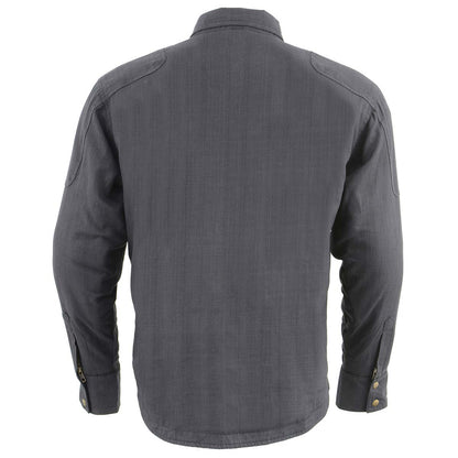 Milwaukee Leather MPM1622 Men's Black Waxy CE Armored Denim Long Sleeve Shirt Reinforced w/ Aramid Fibers