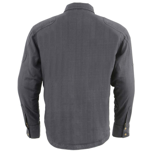 Milwaukee Leather MPM1622 Men's Black Waxy CE Armored Denim Long Sleeve Shirt Reinforced w/ Aramid Fibers