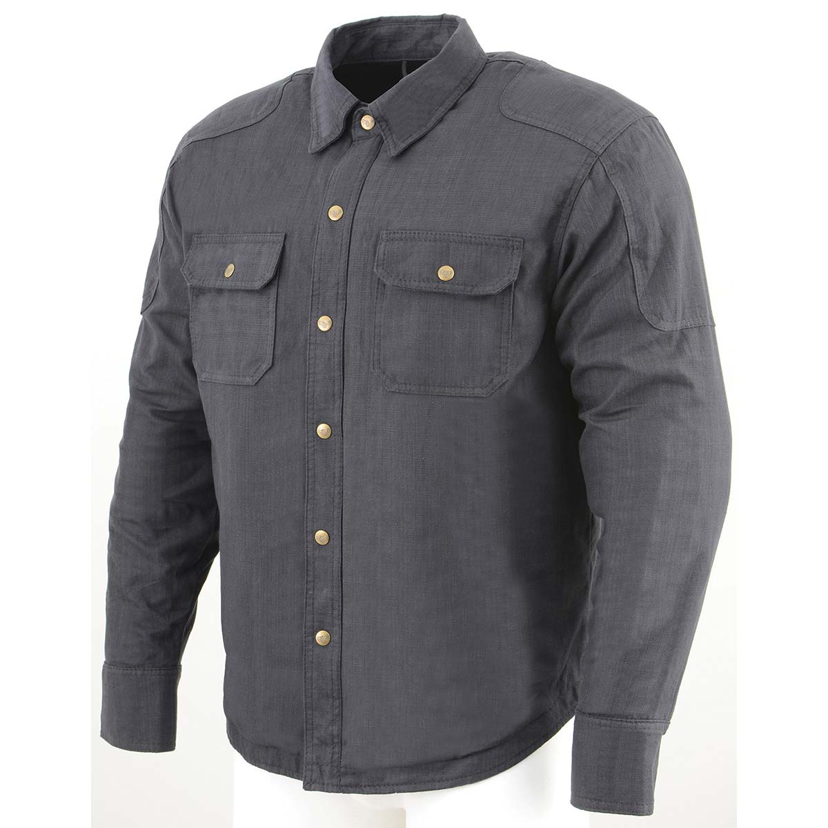 Milwaukee Leather MPM1622 Men's Black Waxy CE Armored Denim Long Sleeve Shirt Reinforced w/ Aramid Fibers