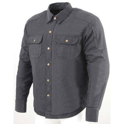 Milwaukee Leather MPM1622 Men's Black Waxy CE Armored Denim Long Sleeve Shirt Reinforced w/ Aramid Fibers