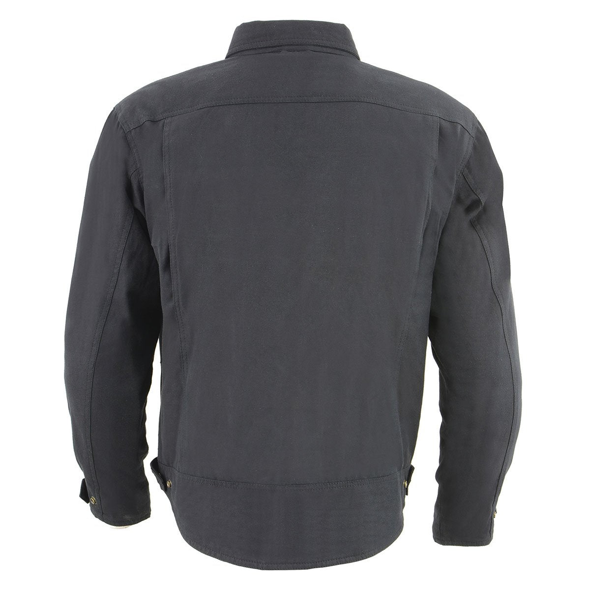 Milwaukee Leather MPM1623 Men's Black CE Armored Long Sleeve Biker Shirt Jacket Reinforced w/ Aramid Fibers